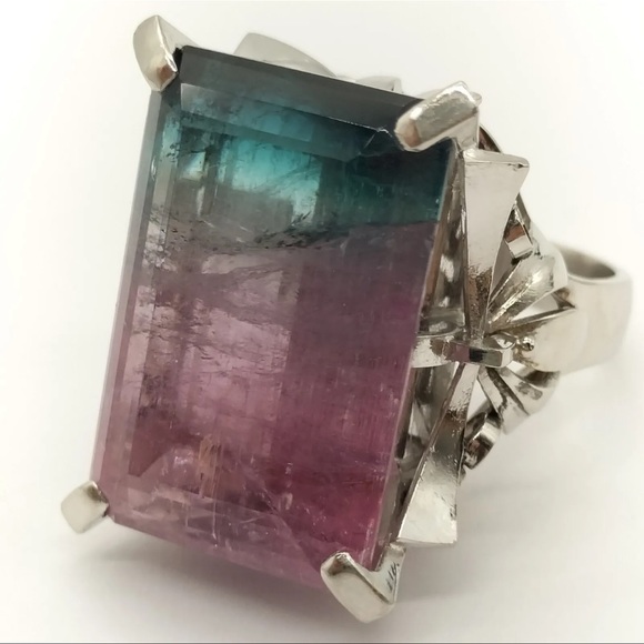 Jewelry Ring Watermelon Tourmaline 29.01ct Platinum 426199 - Picture 9 of 9